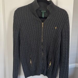 Ralph Lauren Charcoal Cable Knit Sweater
